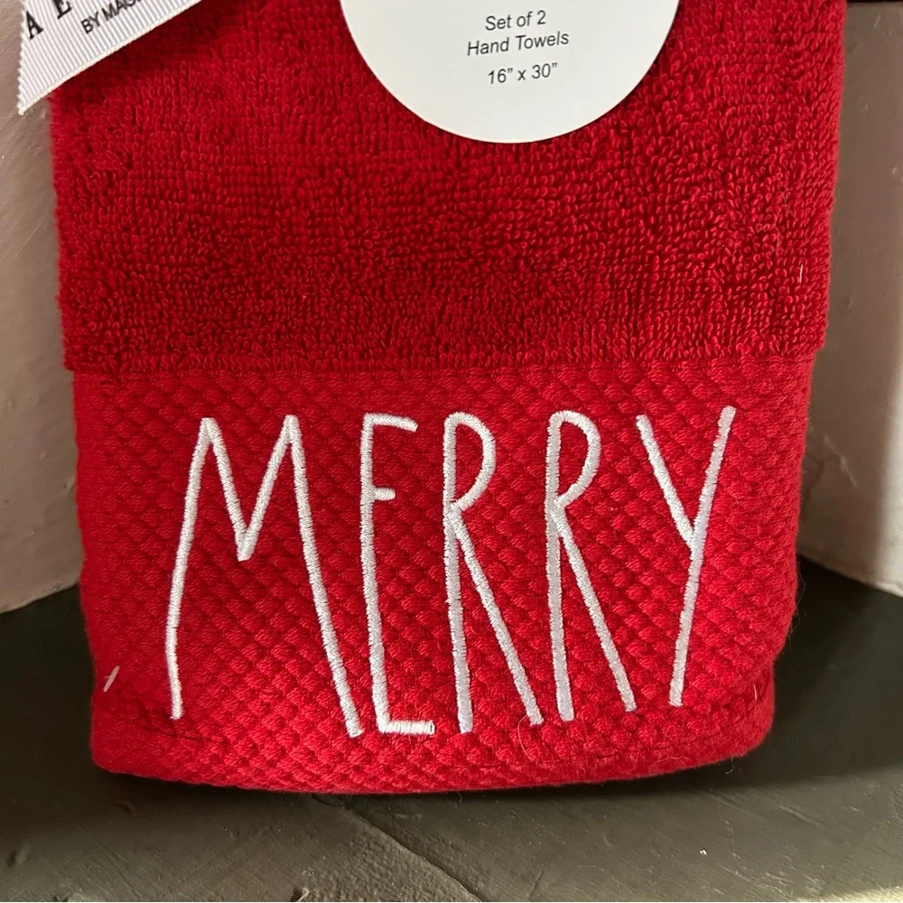 Rae Dunn MERRY Hand Towels